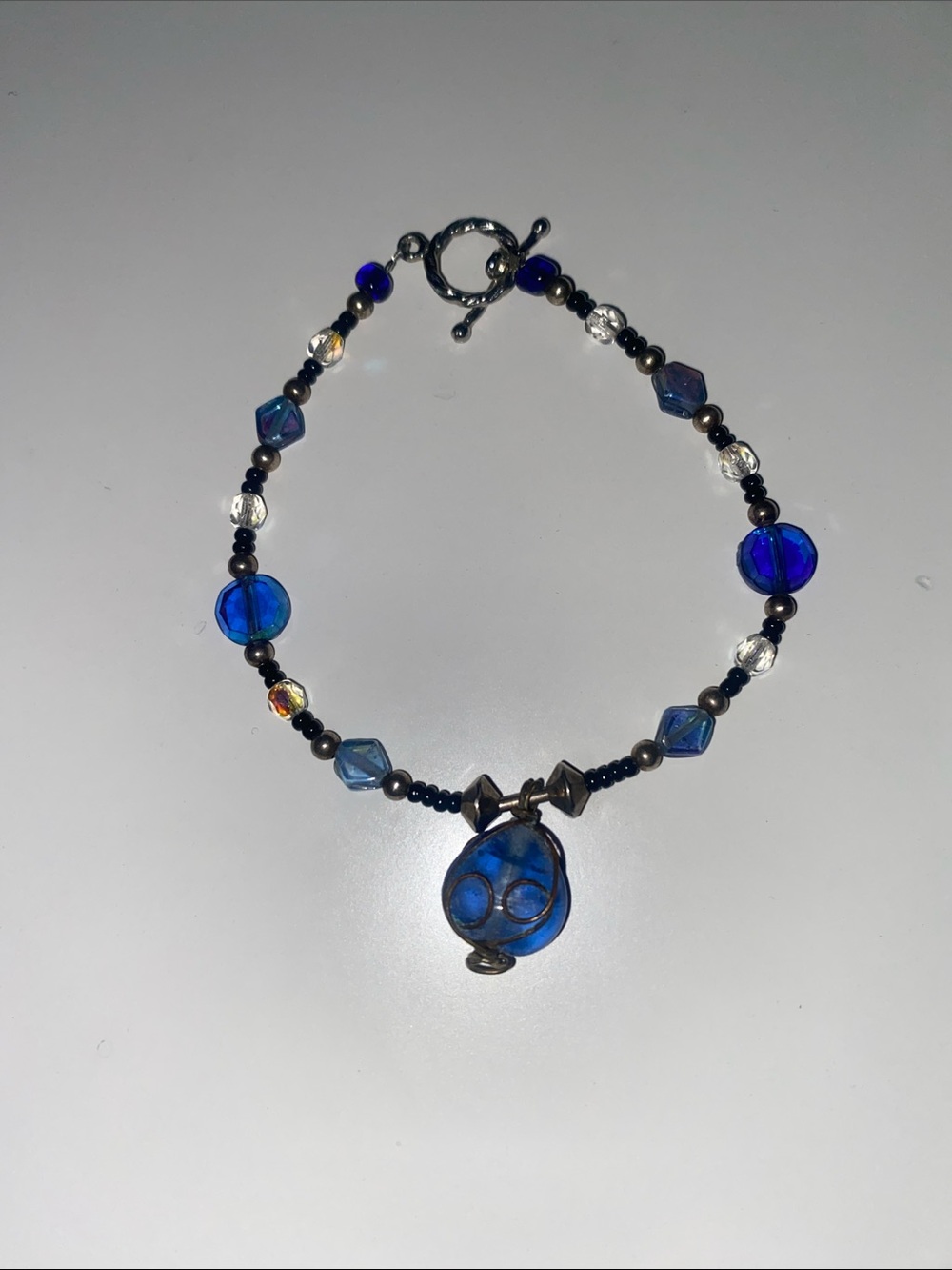Blue Beaded Pendant Bracelet - Women's Jewelry
